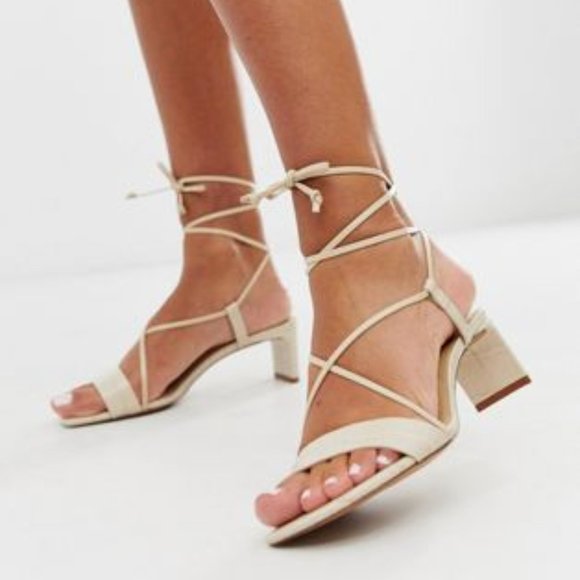 & Other Stories Croc Lace Up Heeled Sandals - Picture 1 of 9